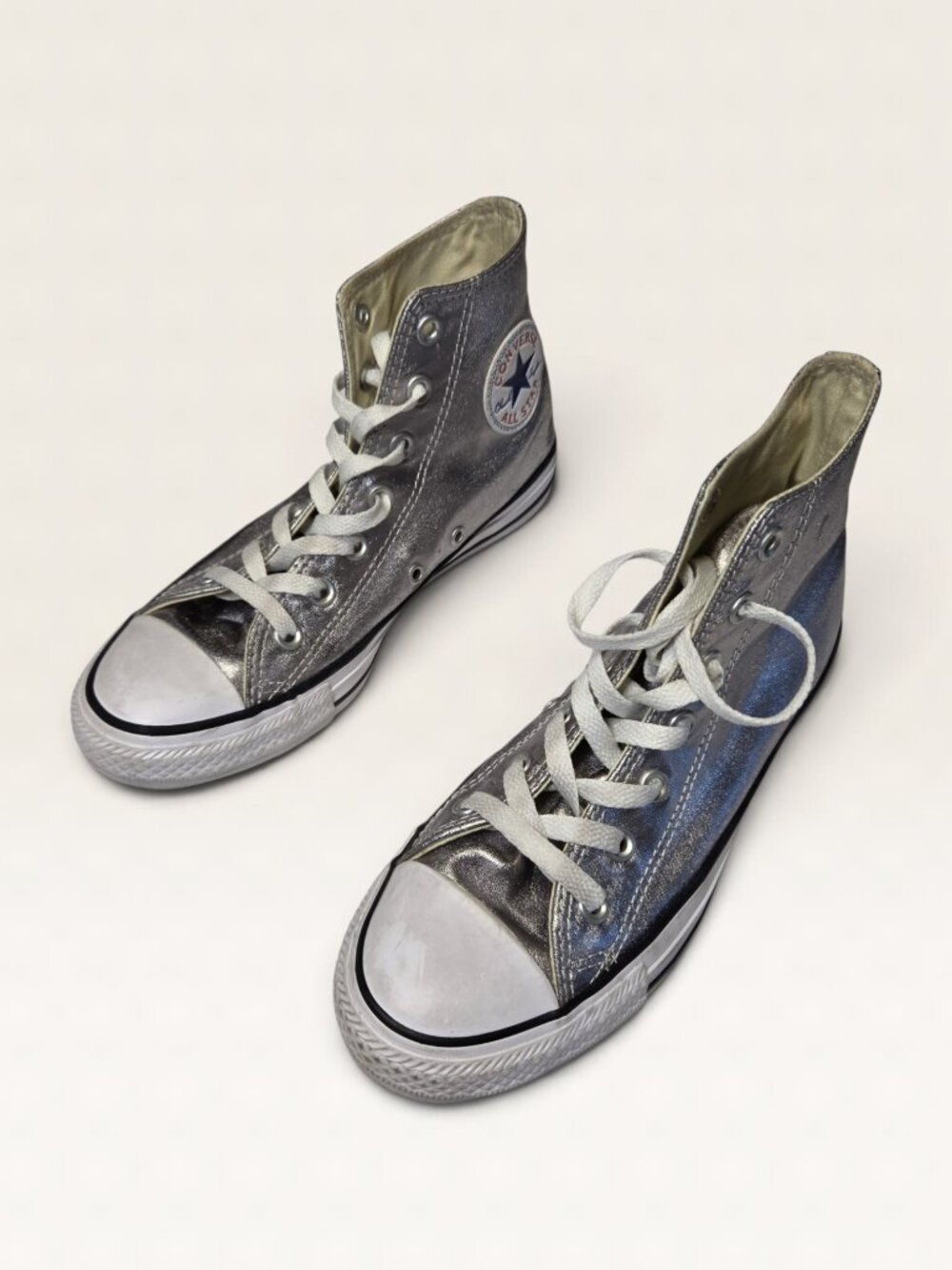 Converse Chuck Taylor All Star Metallic Silver High Top Sneakers Womens 7